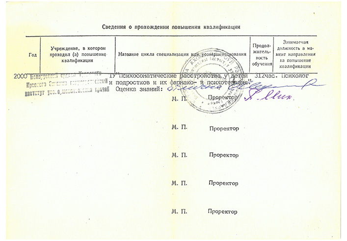 Свидетельство о повышении квалификации Психологическое консультирование Натальи Елисеевой.